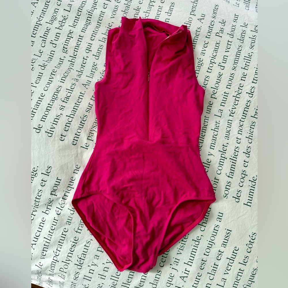 Deep pink zip-front adult ballet leotard